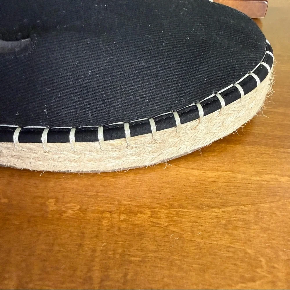 NEW Joie Cara‎ Black Canvas Espadrille Slip-On Flats woman 7.5 Comfort shoe